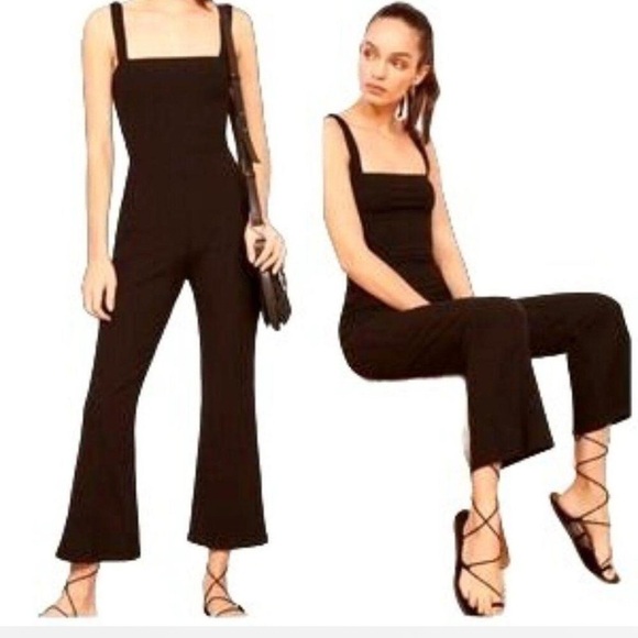 REFORMATION WOMENS ESSIE FLARE CROP RIBBED JUMPSUIT SMALL - Picture 1 of 16